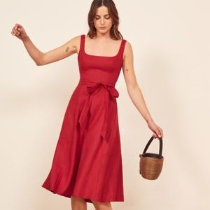 NWT Reformation Garten Red Midi Linen Dress